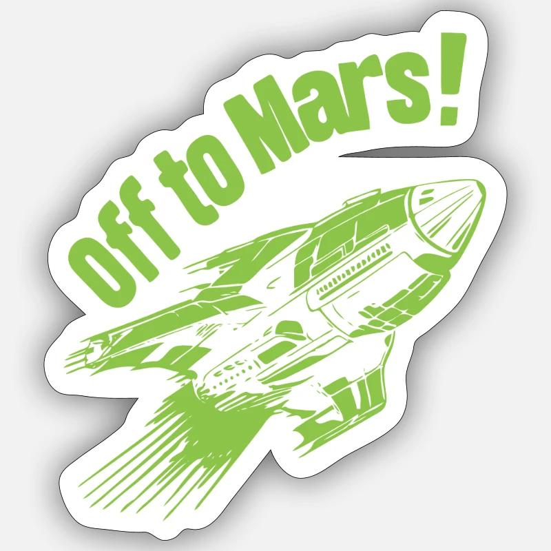 Off to Mars - Sticker Größe S (10 x 10 cm) - Mattweiß