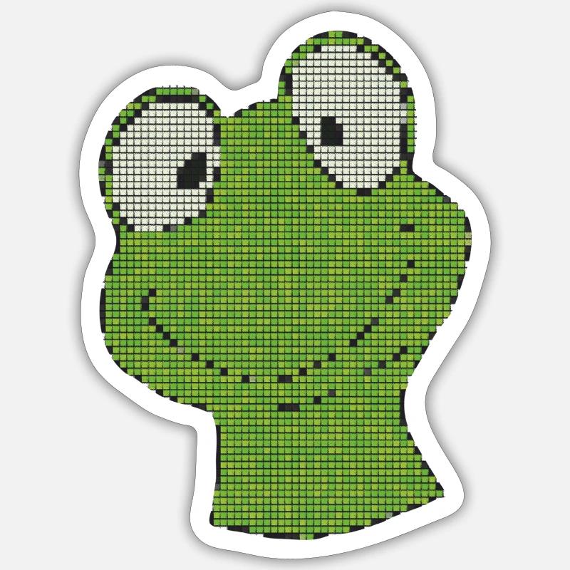 Pixel Frog Green Pixel Smiley - Sticker size S (10 x 10 cm) - white matte