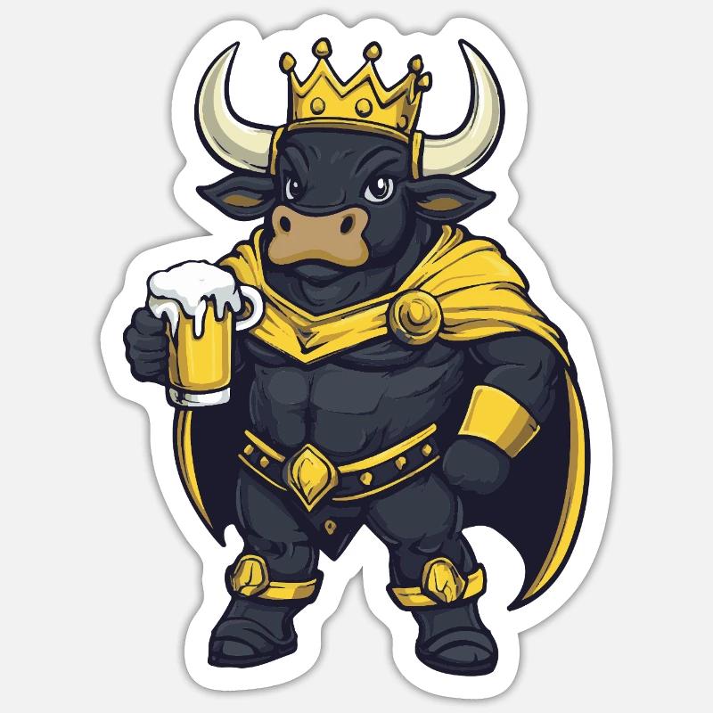 Roi de la bière Taurus - Sticker taille S (10 x 10 cm) - blanc mat