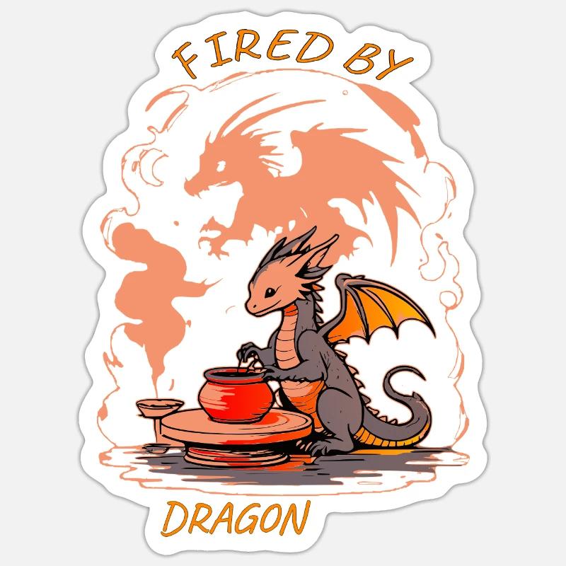 Dragon Forge - Fired by Magic Pottery Art Sticker size S (10 x 10 cm)