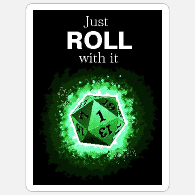 Faites simplement avec les dés verts rétro D20 Sticker taille S (10 x 10 cm)