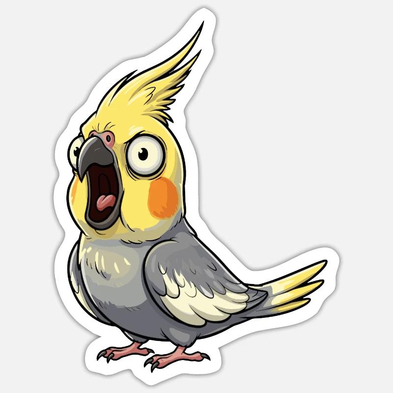 Émeute de la calopsitte jaune - Sticker taille S (10 x 10 cm) - blanc mat