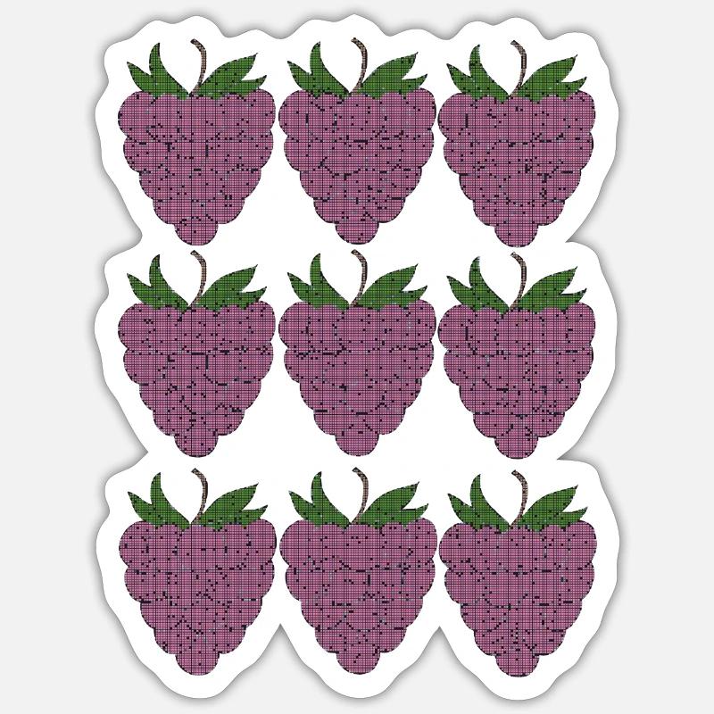 raspberry pattern textile - Sticker size S (10 x 10 cm) - white matte