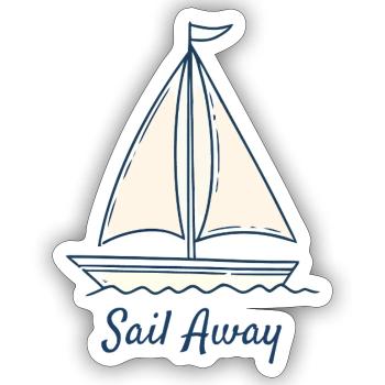 Sail Away Sailing Boat Ocean Minimal Design - Sticker Größe S (10 x 10 cm) - Mattweiß - Vorne