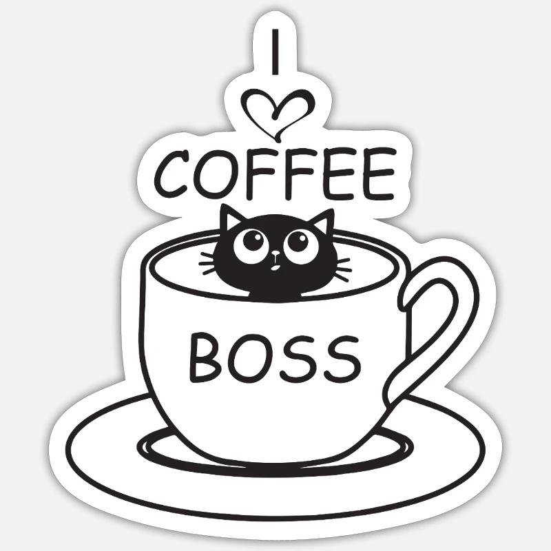 Coffee Cat - Sticker size S (10 x 10 cm) - white matte