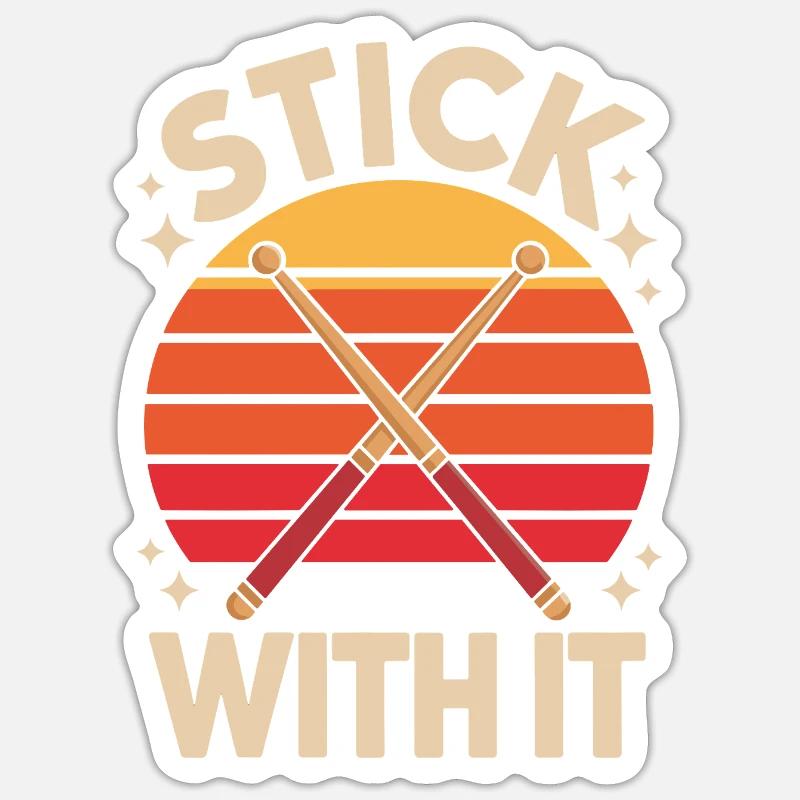 Reste persévérant batteur qui dit rétro Sticker taille S (10 x 10 cm)