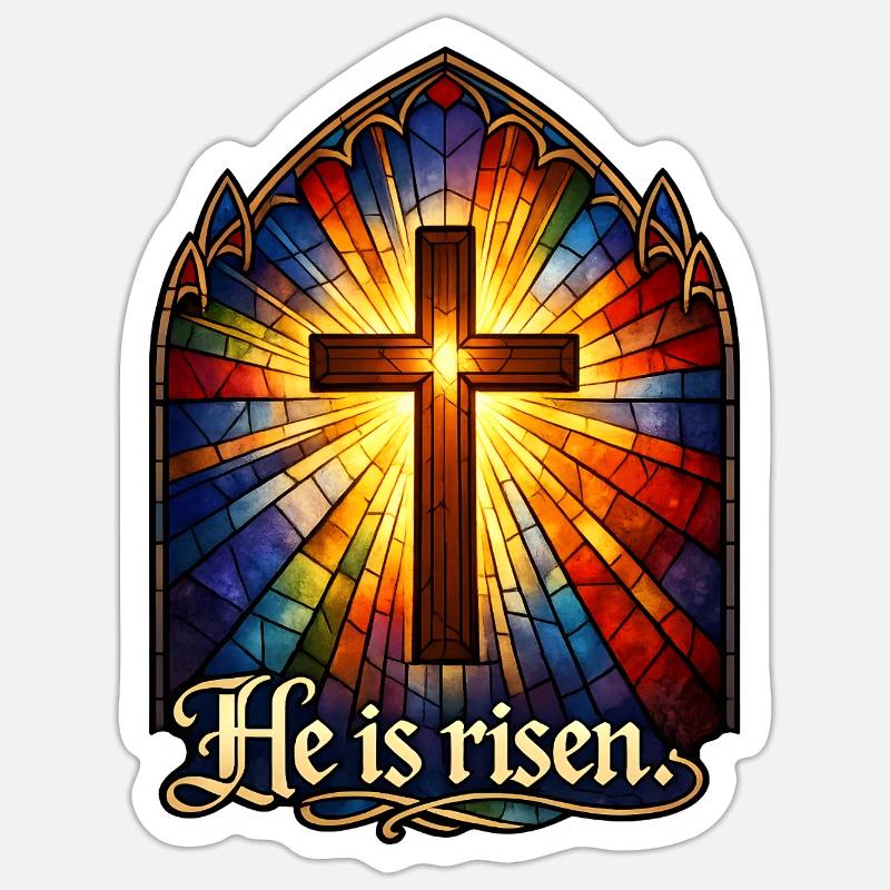 He is risen - Sticker Größe S (10 x 10 cm) - Mattweiß