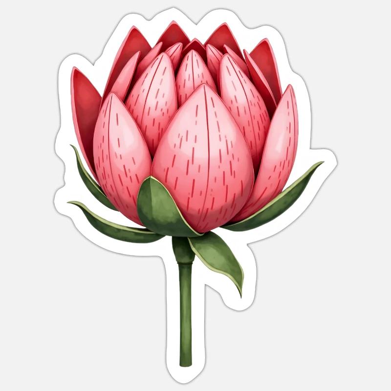Sucriers Fleurs de Protéa - Sticker taille S (10 x 10 cm) - blanc mat