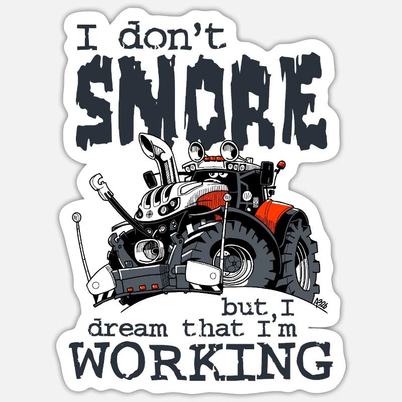 1477_I_dont_Snore-TRACTOR - Sticker size S (10 x 10 cm) - white matte