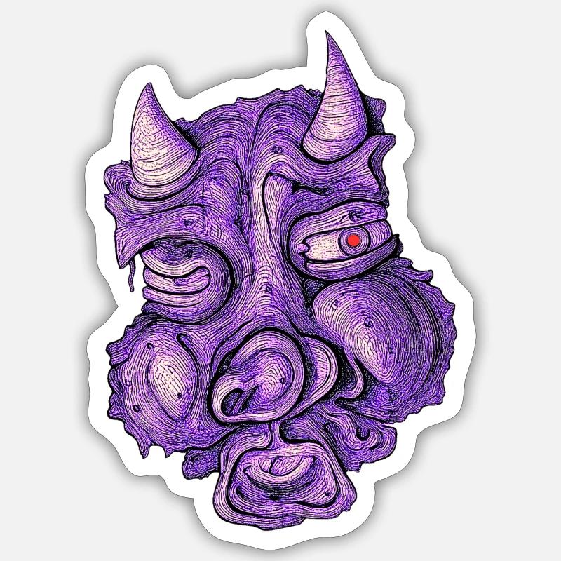 diable violet - Sticker taille S (10 x 10 cm) - blanc mat