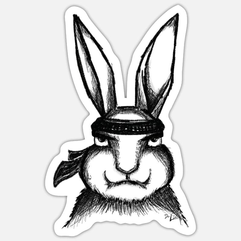 Karate Rabbit - Sticker size S (10 x 10 cm) - white matte
