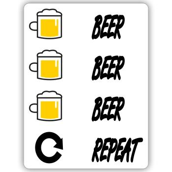 Bière, bière, répétition - Sticker taille S (10 x 10 cm) - blanc mat - Devant
