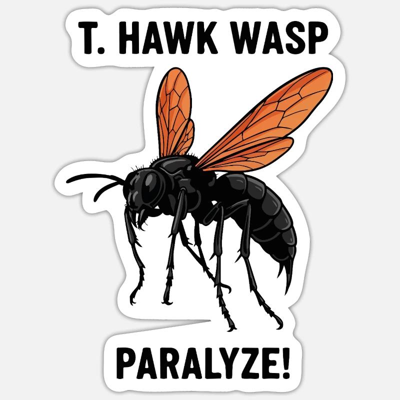 Guêpe Pepsis Danger Paralyse Tarantula Hawk - Sticker taille S (10 x 10 cm) - blanc mat