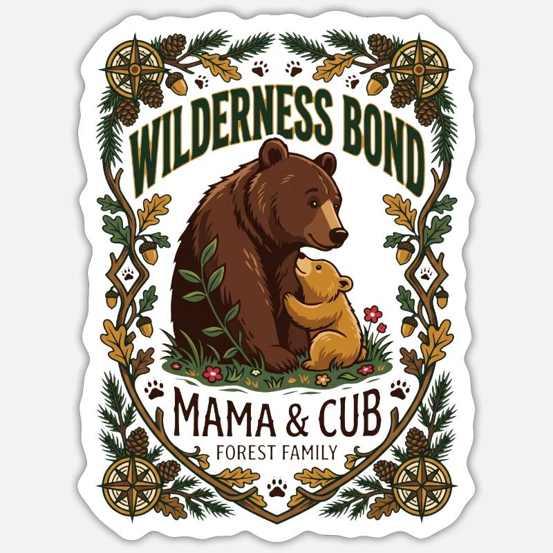  Mama Bear & Cub - Sticker size S (10 x 10 cm) - white matte