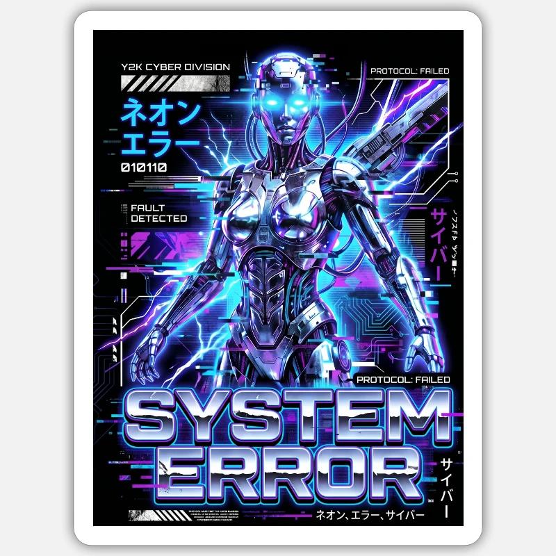 System Error Neon Cyborg - Sticker size S (10 x 10 cm) - white matte
