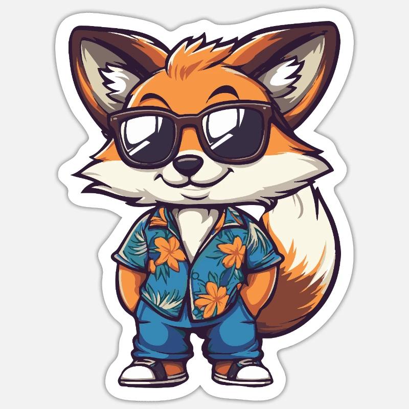 Fox Comic Holiday Sticker size S (10 x 10 cm)
