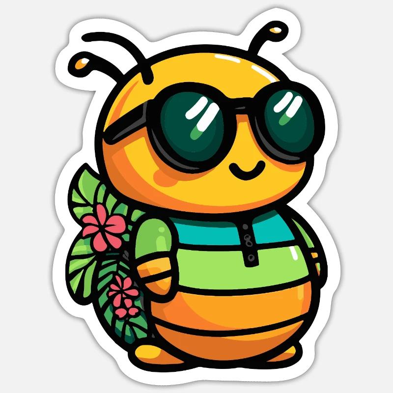 Wurm Comic Urlaub - Sticker Größe S (10 x 10 cm) - Mattweiß