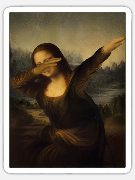 Mona Lisa betupfen Leonardo Da Vinci Mona Lisa - Sticker Größe S (10 x 10 cm) - Mattweiß