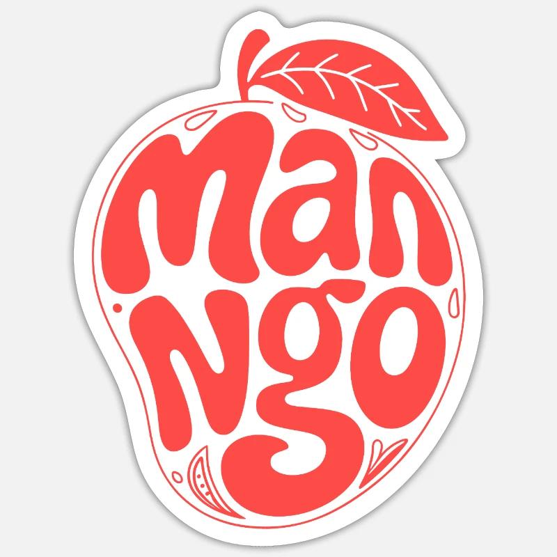 Groovy Mango Fruit Typography - Sticker size S (10 x 10 cm) - white matte