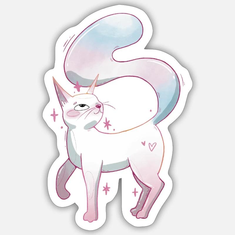 Süße Katze trans pride - Sticker Größe S (10 x 10 cm) - Mattweiß
