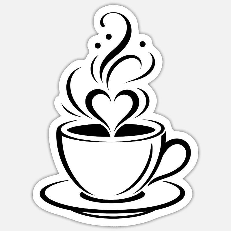 Cœur de café - Sticker taille S (10 x 10 cm) - blanc mat