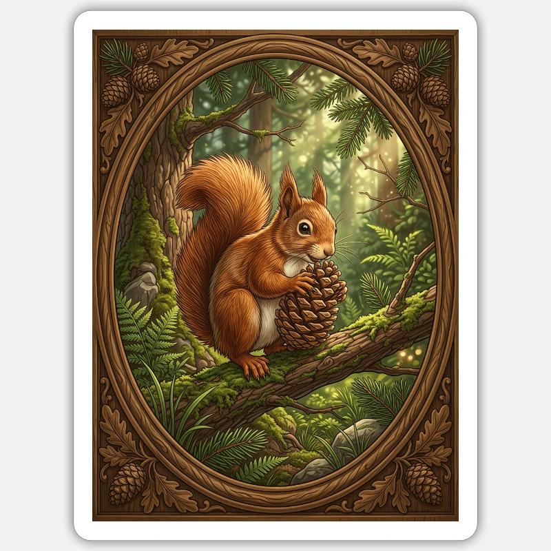 Red Squirrel Forest Adventure - Sticker size S (10 x 10 cm) - white matte
