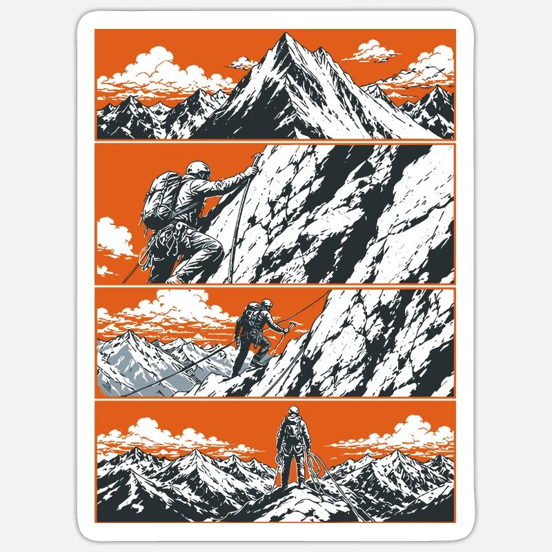 Bergsteiger Kletter Abenteuer - Sticker Größe S (10 x 10 cm) - Mattweiß
