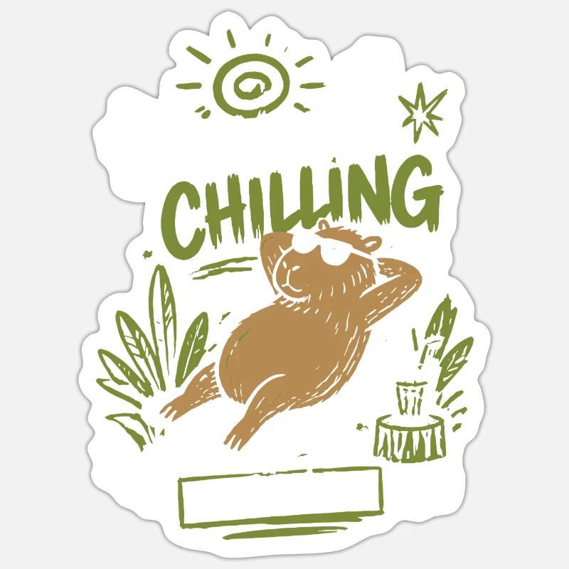 Capybara Froid Prends ça relax - Sticker taille S (10 x 10 cm) - blanc mat