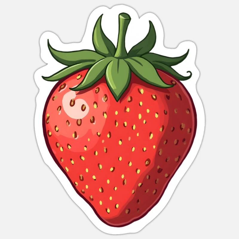 Erdbeere - Sticker Größe S (10 x 10 cm) - Mattweiß