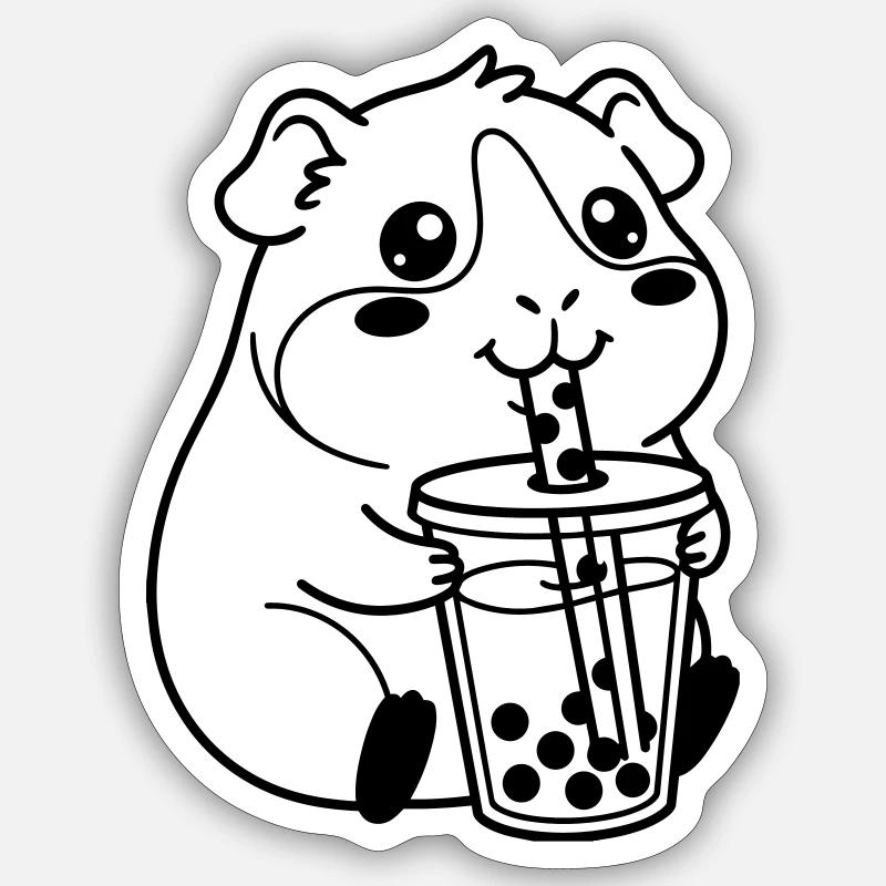 hamster bubble tea - Sticker size S (10 x 10 cm) - white matte
