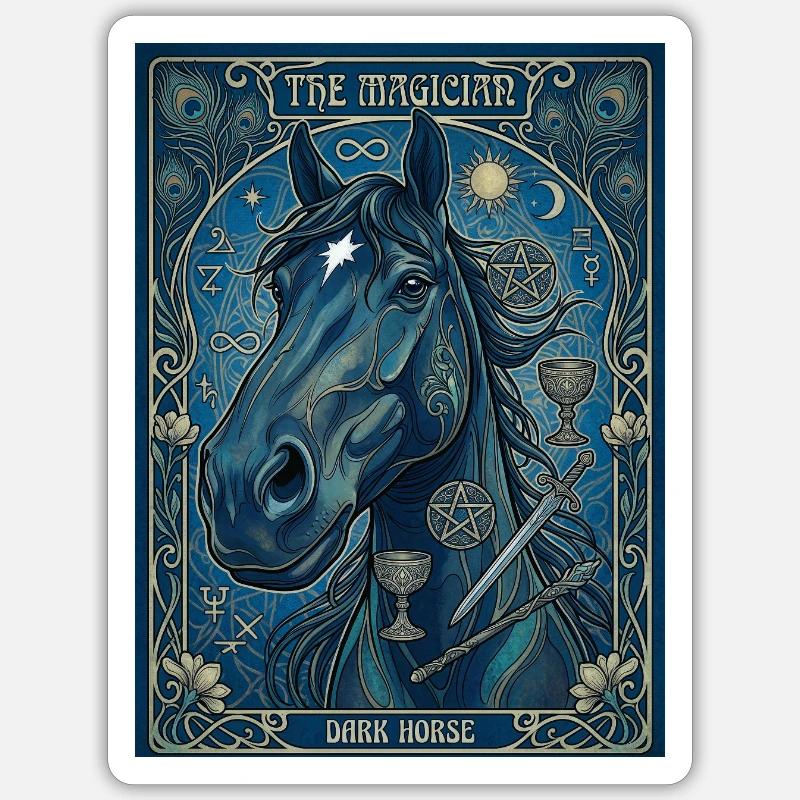 Le cheval, le magicien - Sticker taille S (10 x 10 cm) - blanc mat
