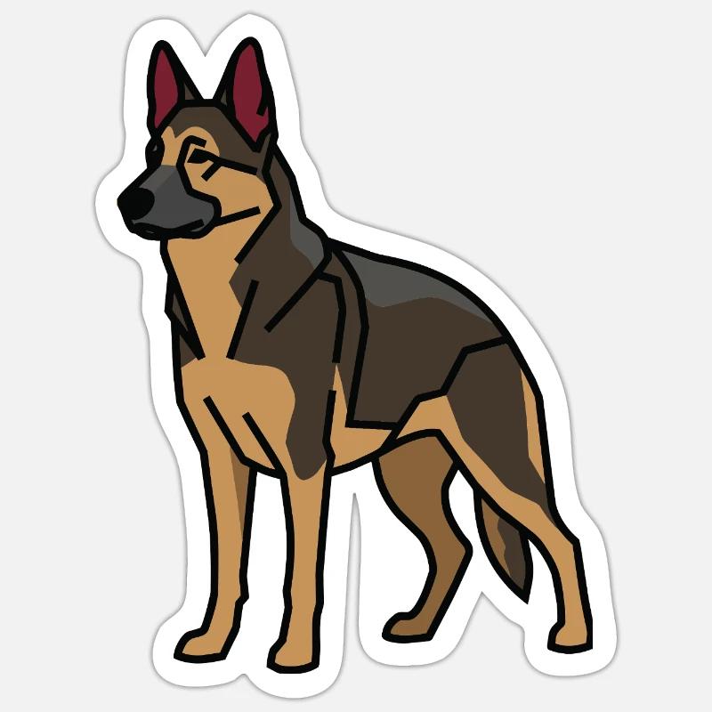 Deutscher Schäferhund - Sticker Größe S (10 x 10 cm) - Mattweiß