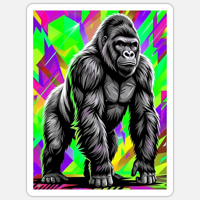 gorille - Sticker taille S (10 x 10 cm) - blanc mat