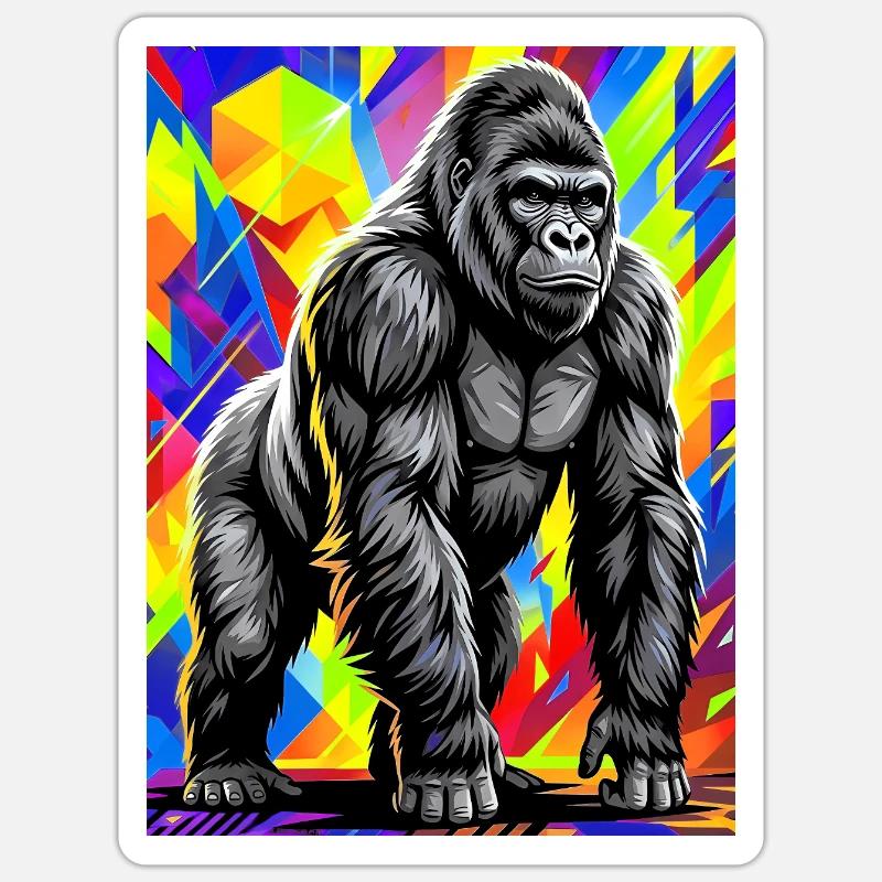 gorille - Sticker taille S (10 x 10 cm) - blanc mat