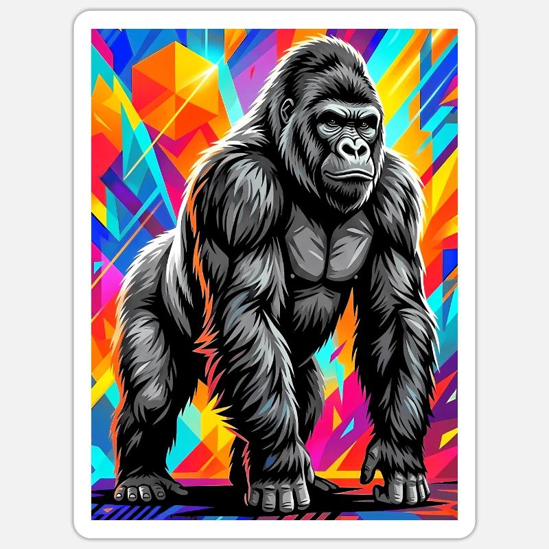 Gorilla - Sticker Größe S (10 x 10 cm) - Mattweiß