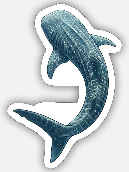 Detaillierte Walhai-Kunst Meereslebewesen - Sticker Größe S (10 x 10 cm) - Mattweiß