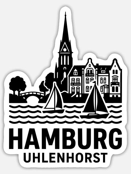 Hamburg Uhlenhorst Silhouette Alster - Sticker Größe S (10 x 10 cm) - Mattweiß