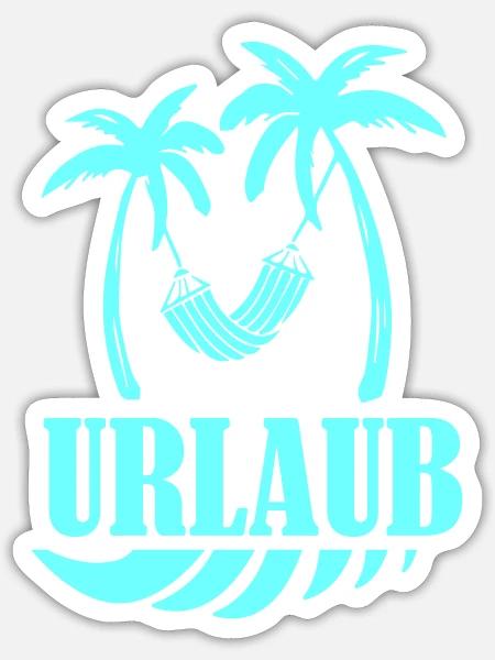 URLAUB Palmen Hängematte Design - Sticker Größe S (10 x 10 cm) - Mattweiß