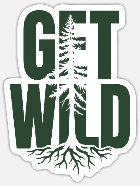 Outdoor-Abenteuer – Werde wild - Sticker Größe S (10 x 10 cm) - Mattweiß