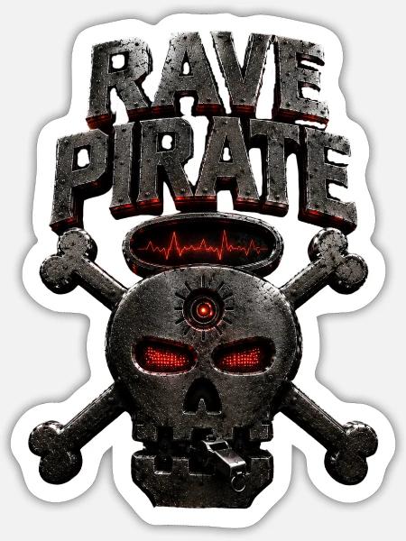 Rave-Piratenschädel - Sticker Größe S (10 x 10 cm) - Mattweiß