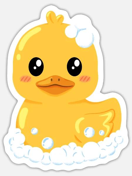 Gummiente im Schaumbad - Sticker Größe S (10 x 10 cm) - Mattweiß