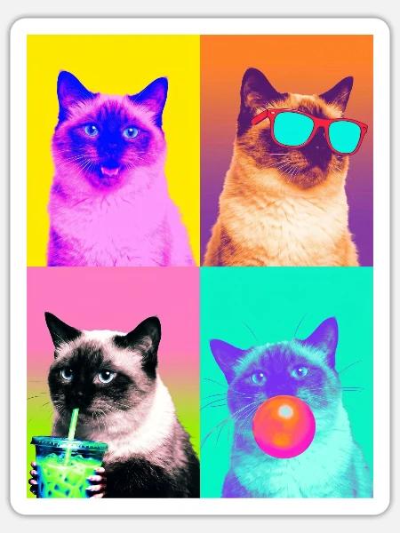 Katzen Himalaya Katze - Sticker Größe S (10 x 10 cm) - Mattweiß