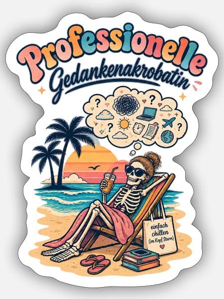 Professionelle Gedankeakrobatin - Sticker Größe S (10 x 10 cm) - Mattweiß