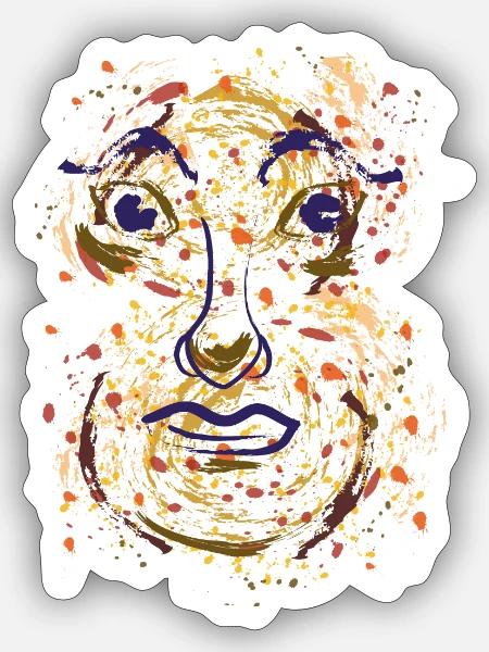 Abstraktes Gesicht Ausdrucksstarkes Grunge-Design - Sticker Größe S (10 x 10 cm) - Mattweiß