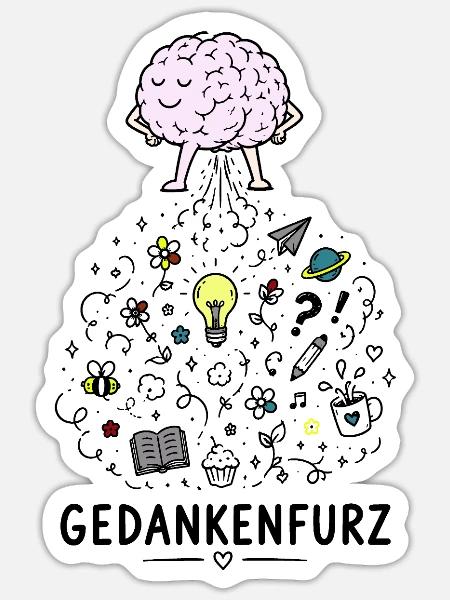 Gedankenfunken im Gehirn - Sticker Größe S (10 x 10 cm) - Mattweiß