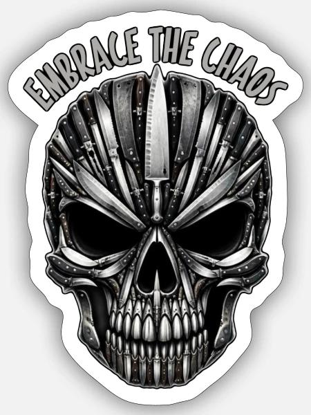 Klingen Schädel Chaos Umarmung - Sticker Größe S (10 x 10 cm) - Mattweiß
