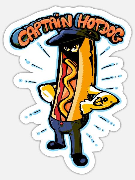 Captain Hotdog - Sticker Größe S (10 x 10 cm) - Mattweiß