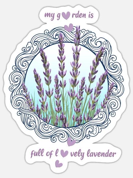 Lavendelgarten eingerahmt Lavendel Lavendelblüten - Sticker Größe S (10 x 10 cm) - Mattweiß