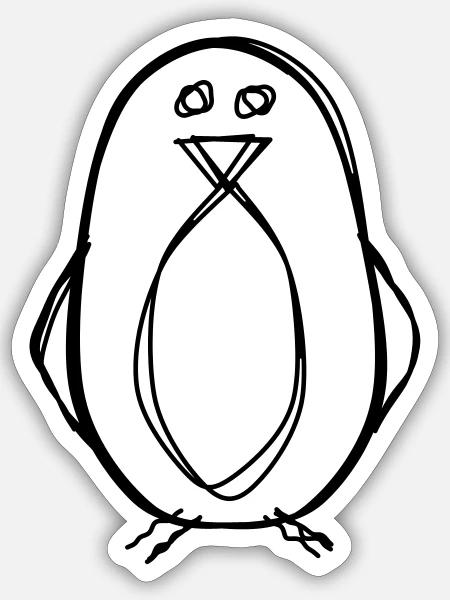 Pinguin handgezeichnet - Sticker Größe S (10 x 10 cm) - Mattweiß