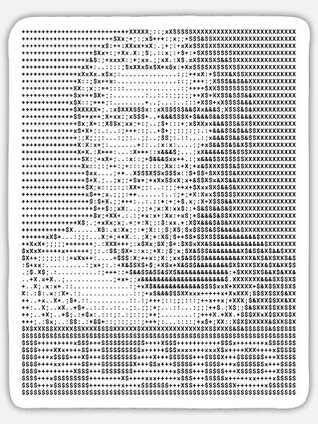 Platon ASCII Kunstporträt - Sticker Größe S (10 x 10 cm) - Mattweiß